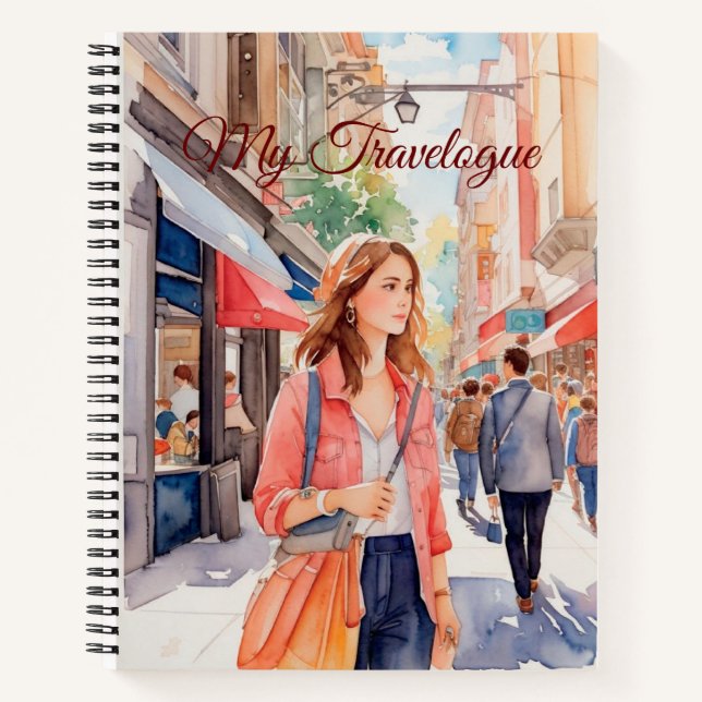 Carnet White Girl Travelog - Nom de la Personnaliser (Devant)