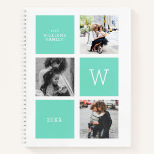 Carnet White & Mint - Photo Collage - Monogramme