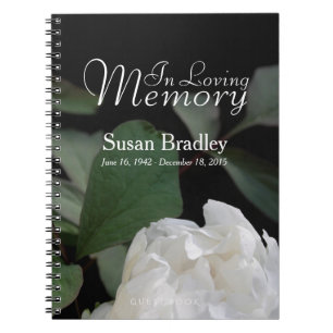 Carnet White Peony In Loving Memory Memorial GuestBook