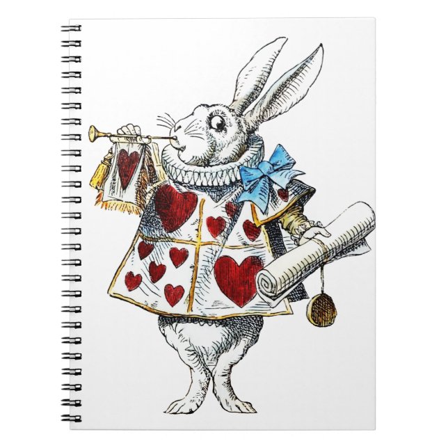 Carnet White Rabbit Alice Wonderland Hearts (Devant)