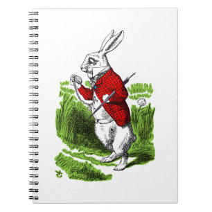 Carnet White Rabbit looking at watch. Illustration