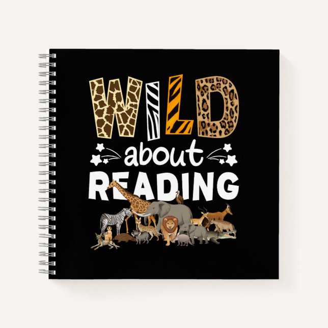 Carnet Wild About Reading Books And Bookworm Library (Devant)