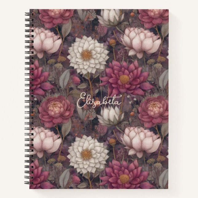 Carnet Wildflower Pink and White Garden Personalized  (Devant)