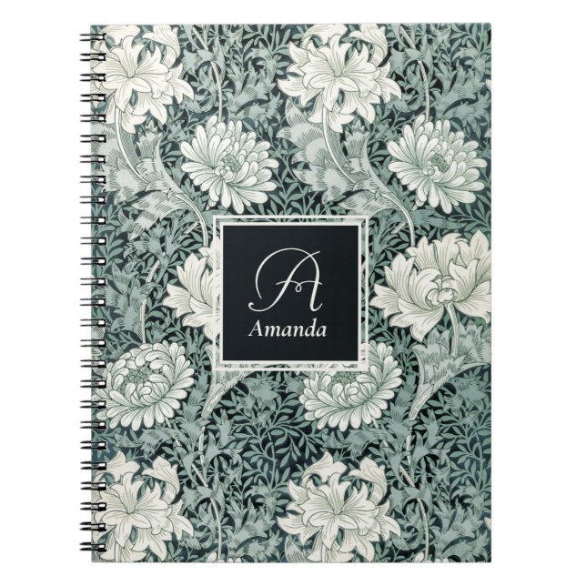Carnet William Morris Anemone Motif avec Monogramme (Devant)