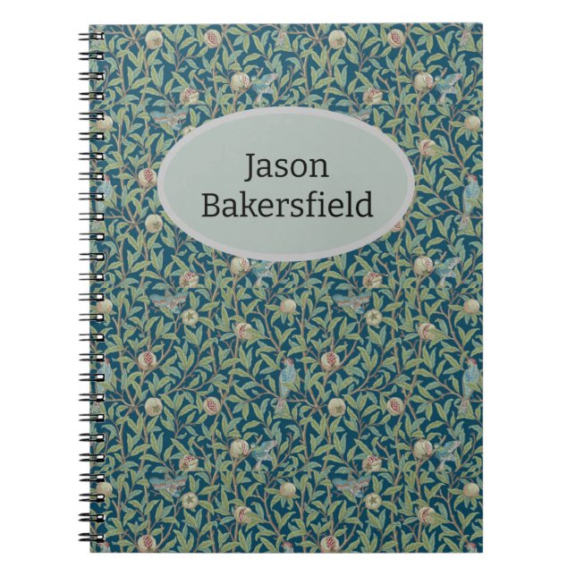 Carnet William Morris "Bird and Pomegranate" Personalized (Devant)