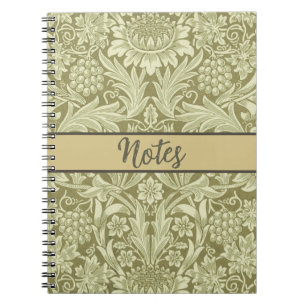 Carnet William Morris Fleur verte tournesol