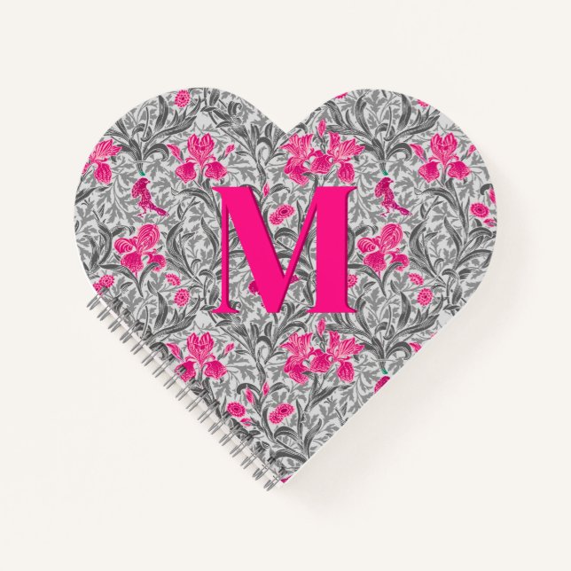 Carnet William Morris Irises, rose et gris argenté / gris (Devant)