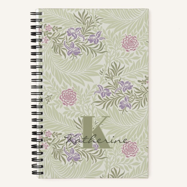 Carnet William Morris Lavender & Motif Larkspur rose (Recto)