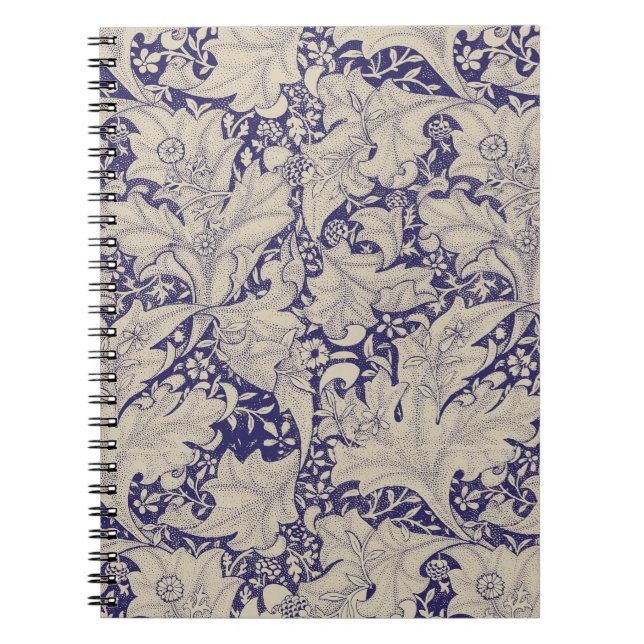 Carnet William Morris Motif Giroflée Bleu Antique (Devant)