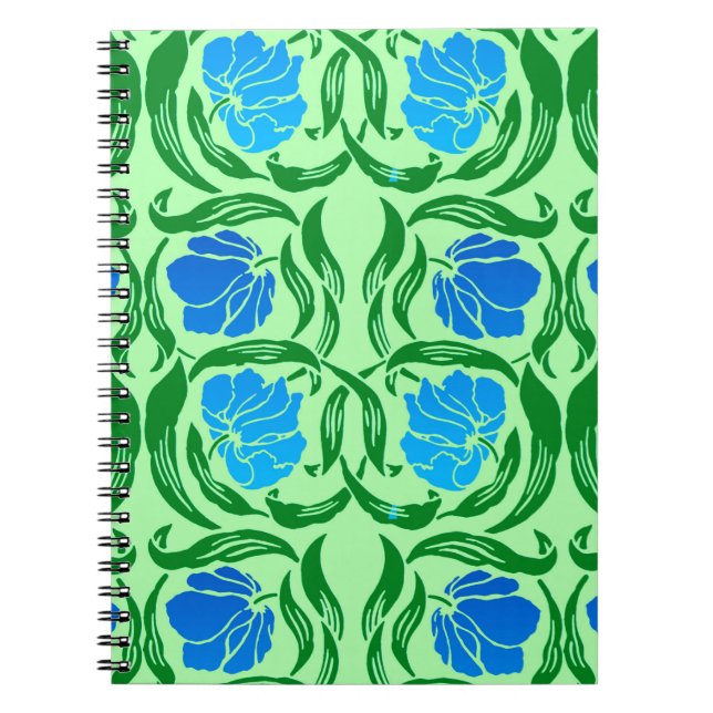 Carnet William Morris Pimpernel, Blue & Lime Green (Devant)