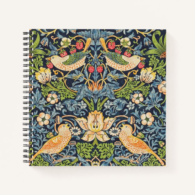 Carnet William Morris Strawberry Thief Motif floral (Devant)