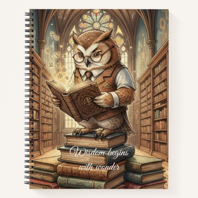 Carnet Wise Owl Librarian Vintage Art Notebook (Devant)