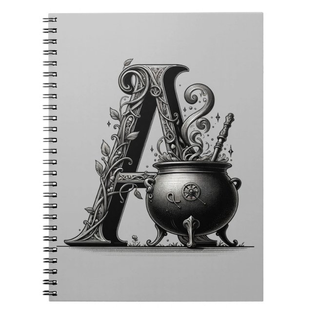 Carnet Witch Cauldron Lettre De Cuisine A Grimoire Initia (Devant)