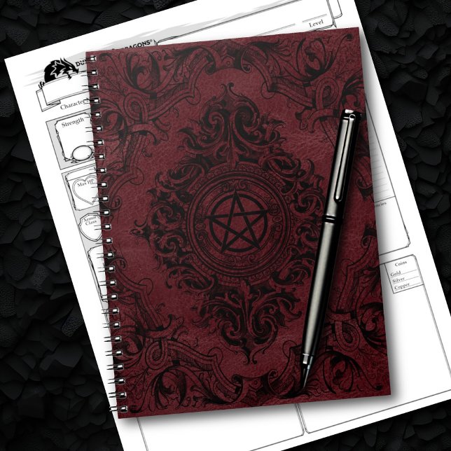 Carnet Witchery Flourish | Pentacle Imaginaire rouge fonc (Créateur téléchargé)