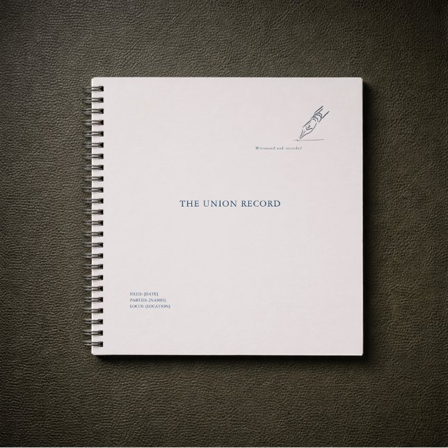 Carnet Witness pen- Minimalist Marriage Union Notebook (Civil Ceremony Program Journal )