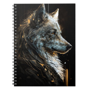 Carnet Wolf Portrait Animal Nature Faune Peinture Sombre