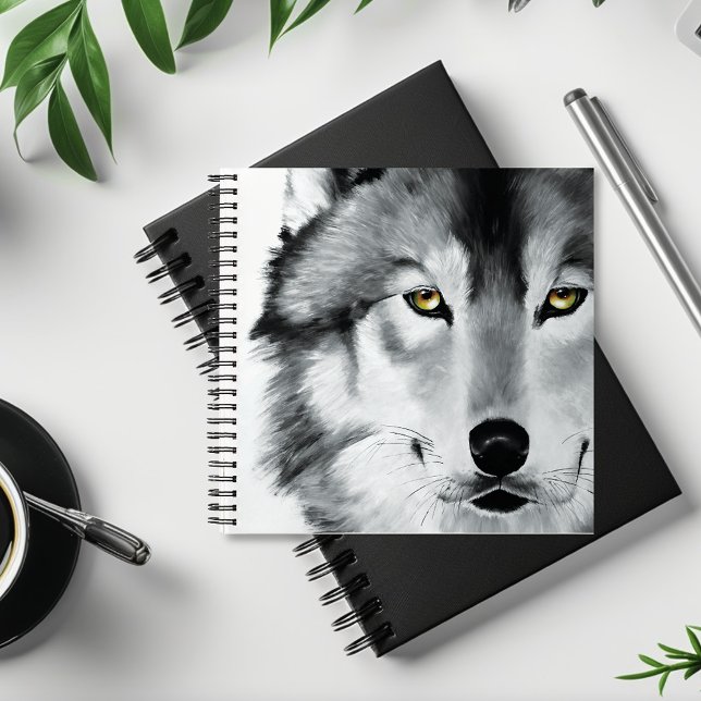 Carnet Wolf Portrait noir blanc (Créateur téléchargé)