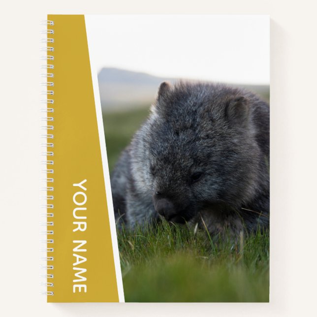 Carnet Wombat Australie Animal Mignon Mangeant, Or (Devant)