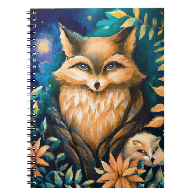 Carnet Woodland minuit FOX - école magique pour enfants (Devant)