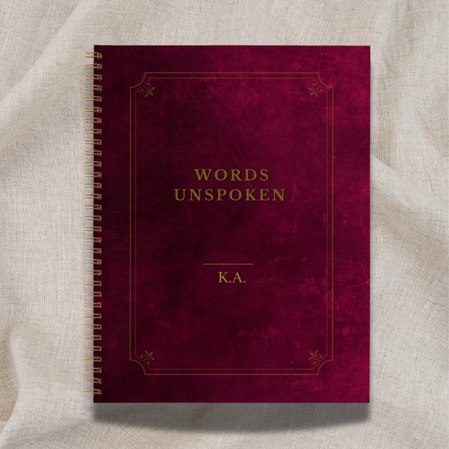Carnet Words Unspoken Notebook – Maroon Gold Leather Look (Créateur téléchargé)