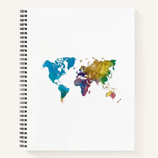 Carnet World map in watercolor (Devant)