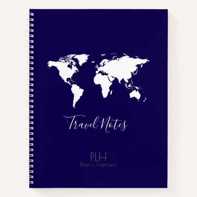 Carnet World Map travel notes blue (Devant)