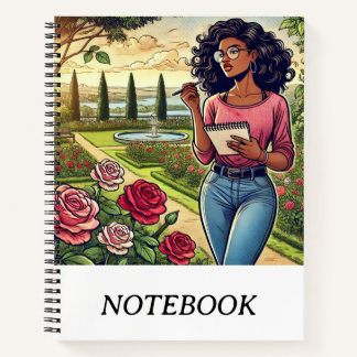 Carnet Writer in a Garden of Roses Spiral Notebook