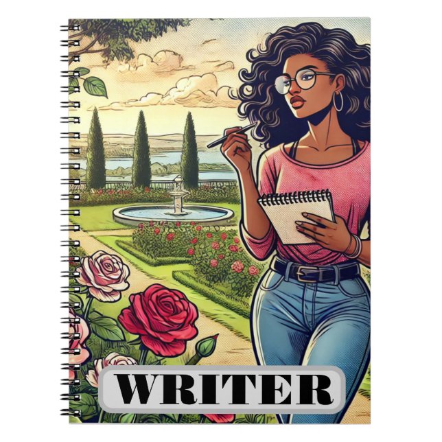 Carnet Writer in rose garden spiral notebook (Devant)