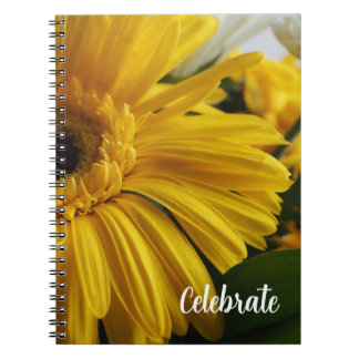 Carnet Yellow Floral Celebrate Photo Spiral Notebook
