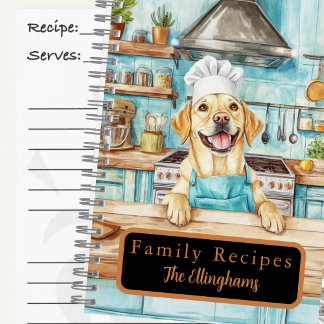 Carnet Yellow Labrador Retriever Chef Spiral Recipe Book