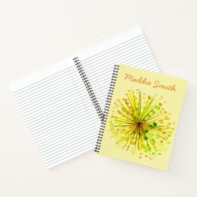 Carnet Yellow wildflower dandelion watercolor flower (Intérieur)
