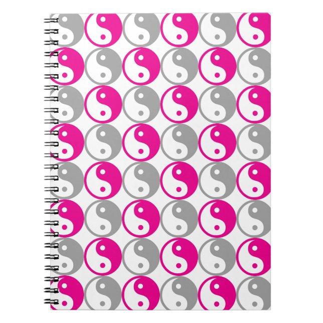 Carnet Yin yang gris et rose motif (Devant)