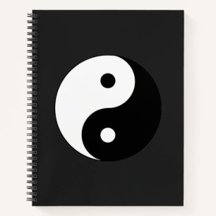 Carnet Yin-Yang noir et blanc en Arrière - plan gris
