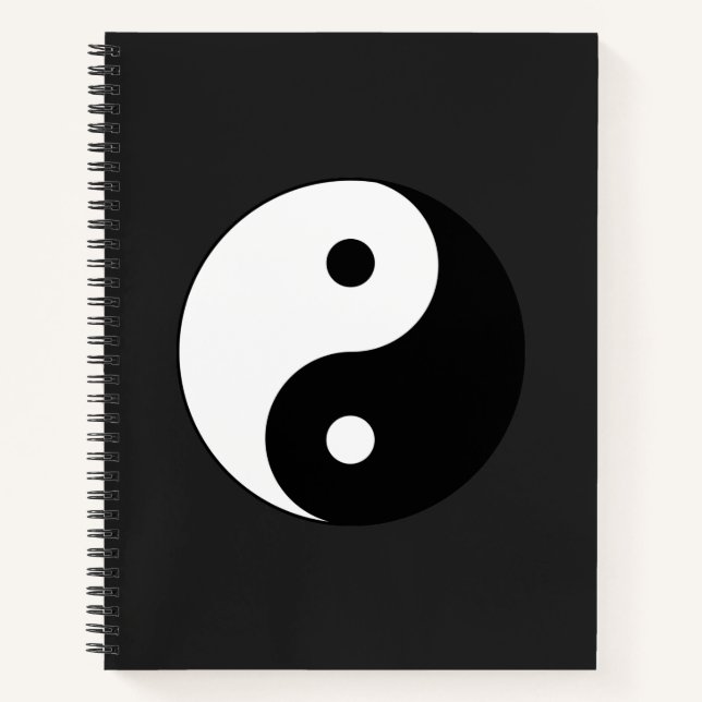 Carnet Yin-Yang noir et blanc en Arrière - plan gris (Devant)