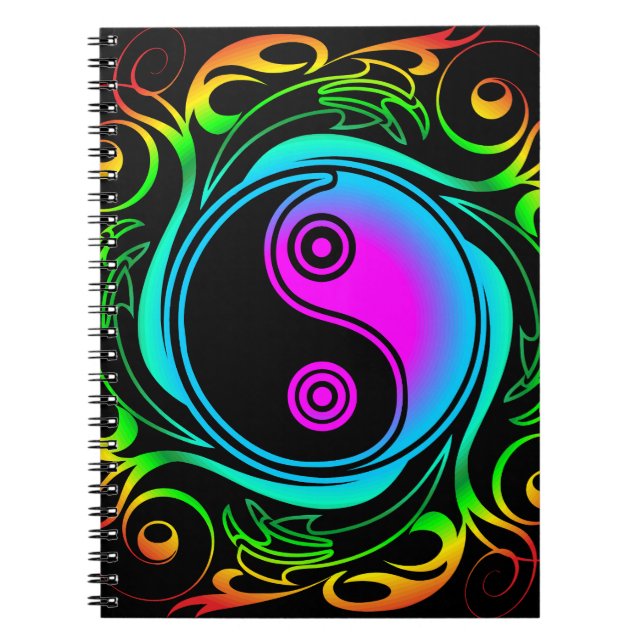 Carnet Yin Yang Psychedelic Rainbow Tattoo (Devant)