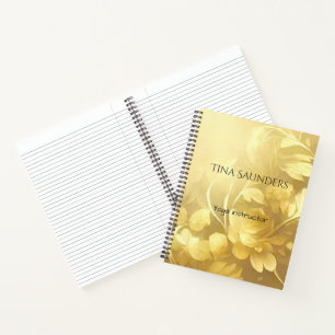 Carnet Yoga or fleurs nom personnalisé