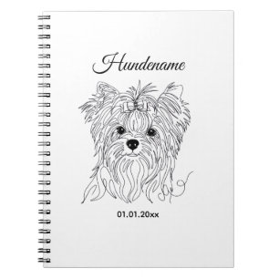 Carnet Yorkshire Terrier dessin en une ligne personnalisa