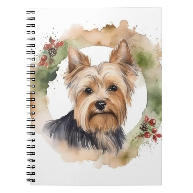 Carnet Yorkshire Terrier Fête de la couronne de Noël Coup (Devant)