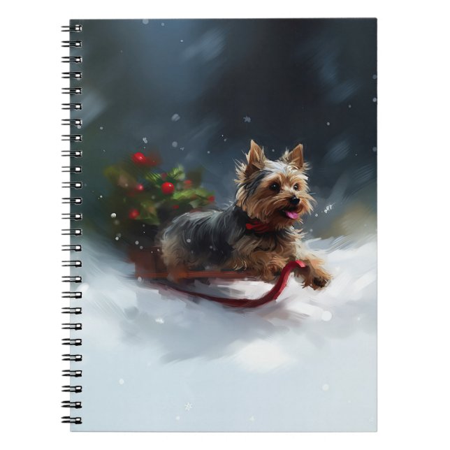 Carnet Yorkshire Terrier neige de Noël hiver (Devant)