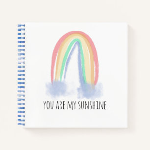 Carnet You are my sunshine watercolor painted rainbow