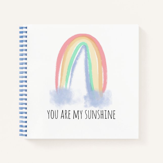 Carnet You are my sunshine watercolor painted rainbow (Devant)