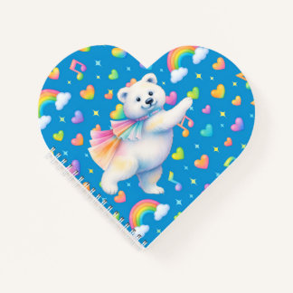 Carnet Zarah Dancing Polar Bear Heart-Shaped Notebook 