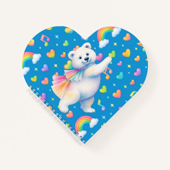 Carnet Zarah Dancing Polar Bear Heart-Shaped Notebook  (Devant)