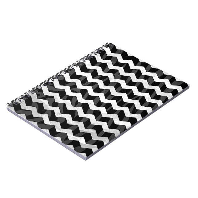 Carnet Zebra Black et Grey Chevron (Côté gauche)