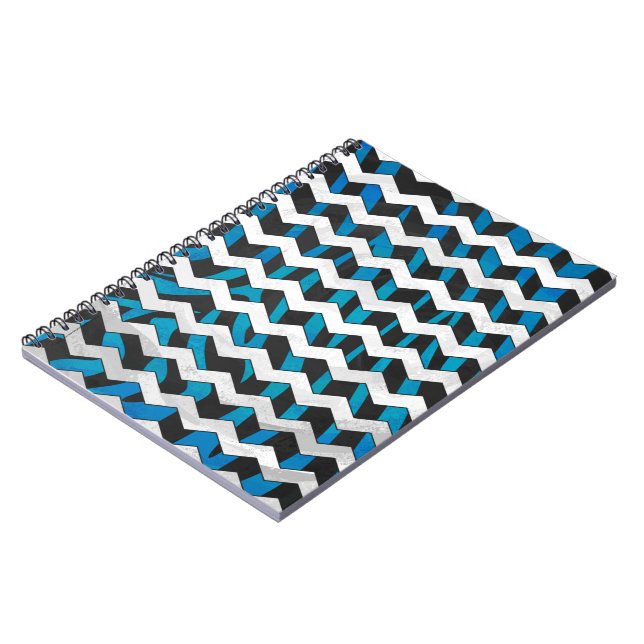 Carnet Zebra Chevron noir et bleu (Côté gauche)