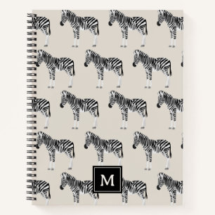 Carnet Zebra Exotic Animal Motif Beige Monogramme
