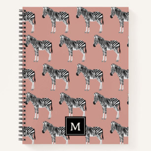 Carnet Zebra Exotic Animal Motif Blush Pink Monogramme