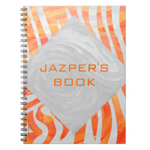 Carnet Zebra Monogram orange et blanc
