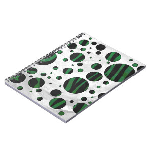 Carnet Zebra noir et vert Polka point