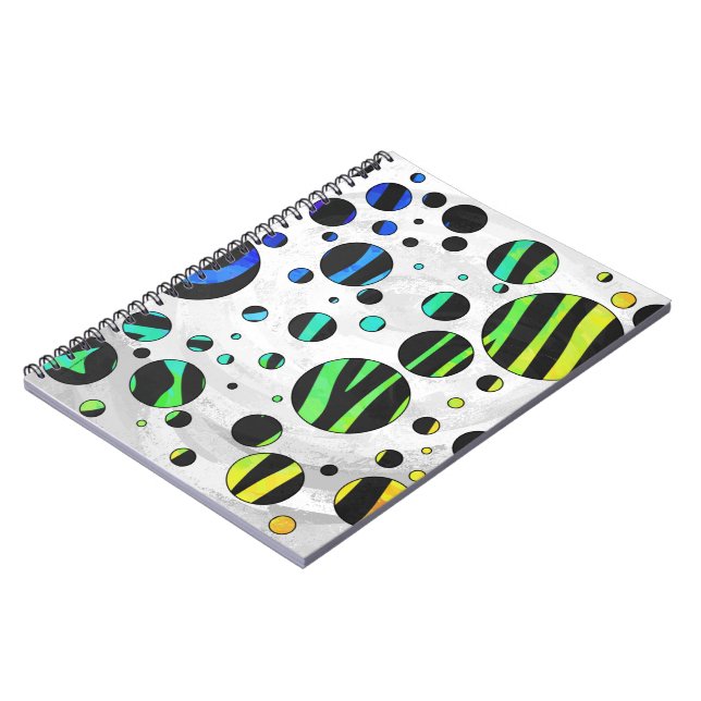 Carnet Zebra Polka Dot noir et arc-en-ciel (Côté gauche)